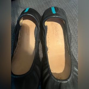 Black tiek flats worn once were too small. Still have the box